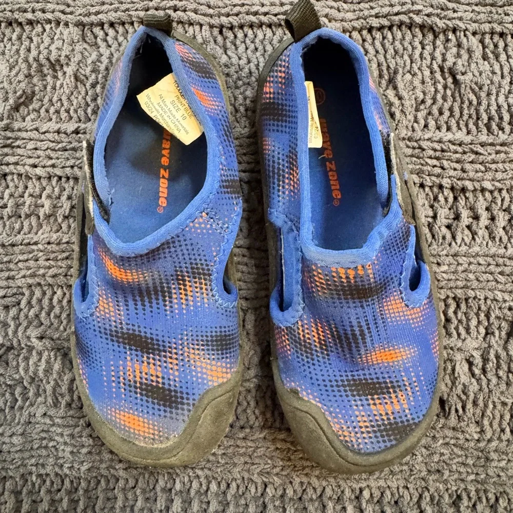 Kids Slip-On Water Shoes in Blue & Orange Toddler Size 10